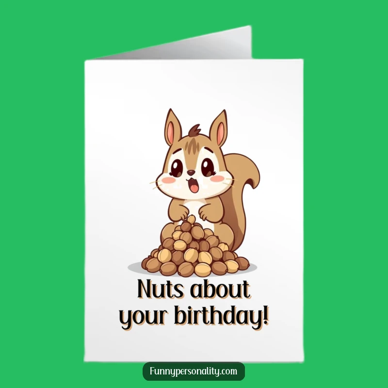 Free Printable Birthday Card: Surprised Squirrel Dropping Nuts, Funny Downloadable Gift