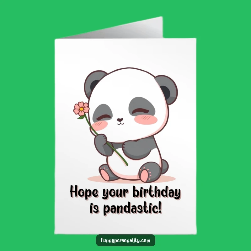 Shy Free Printable Panda Birthday Card - Blushing Bloom Downloadable Greeting