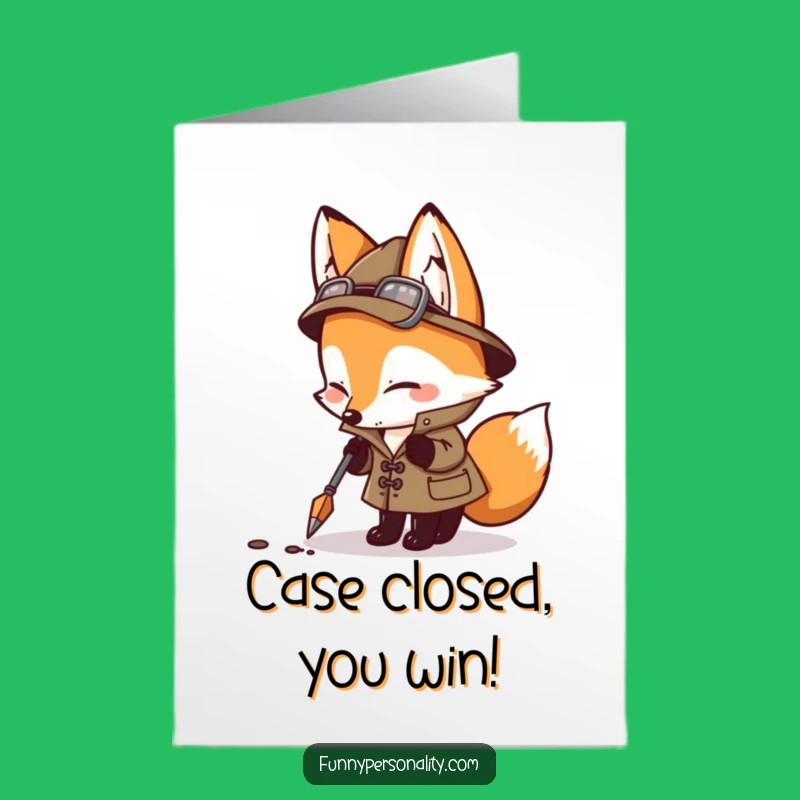 Free Printable Fox Detective Congrats Card - Humorous Case Closed Downloadable Gift