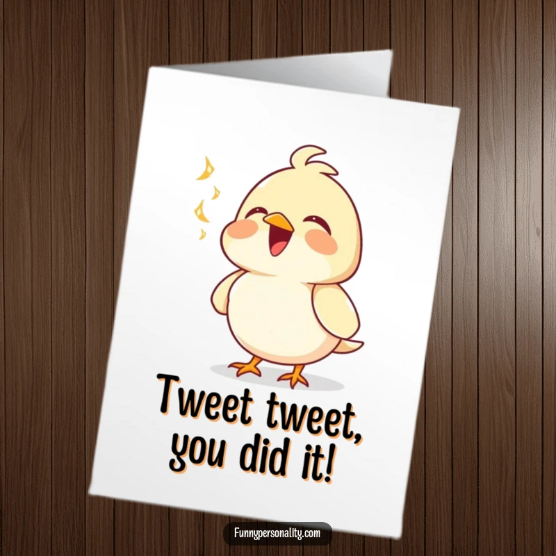 Funny Free Printable Bird Congratulations Card: A joyous bird belting out a tune to celebrate achievements with gusto.