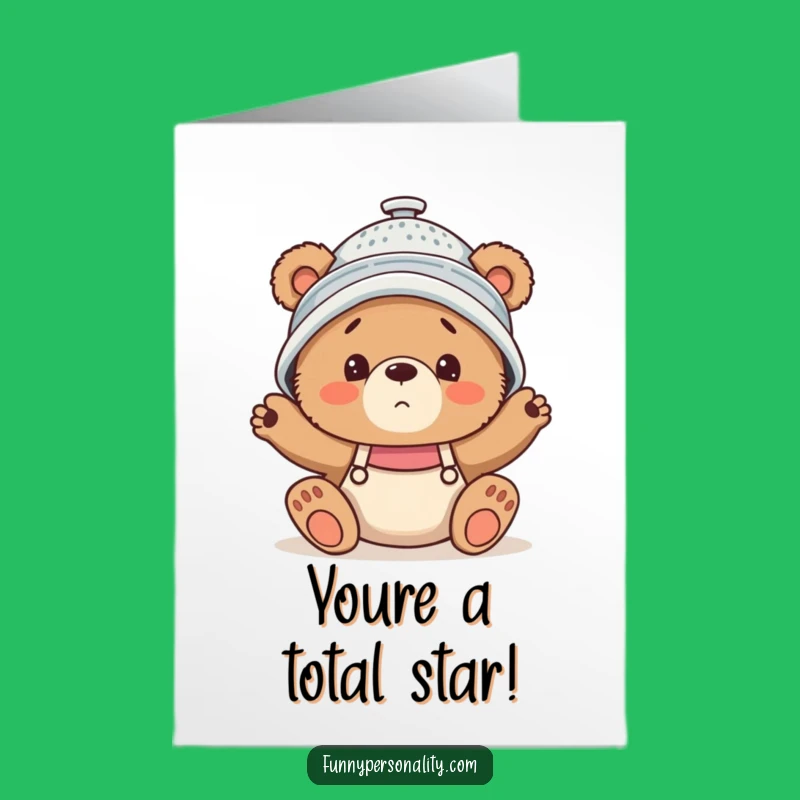 Free Printable Congrats Card: Confused Bear Cub - Funny Downloadable for Unexpected Wins