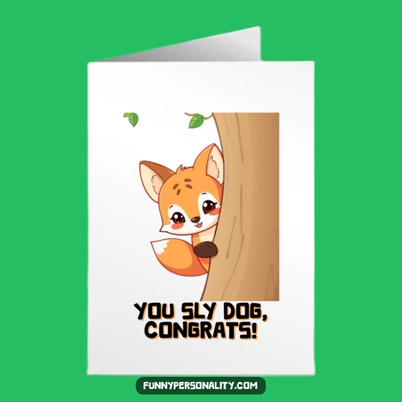 Free Printable Congrats Card: Funny Fox Grins Slyly, Downloadable Secret Celebration