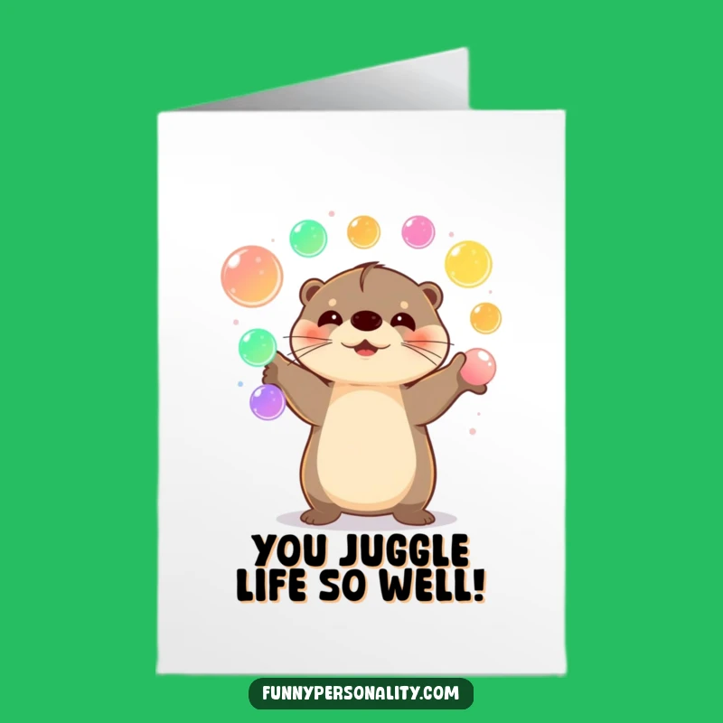 Free Printable Congrats Card: Otter Juggling Orbs, Joyful Downloadable Gift