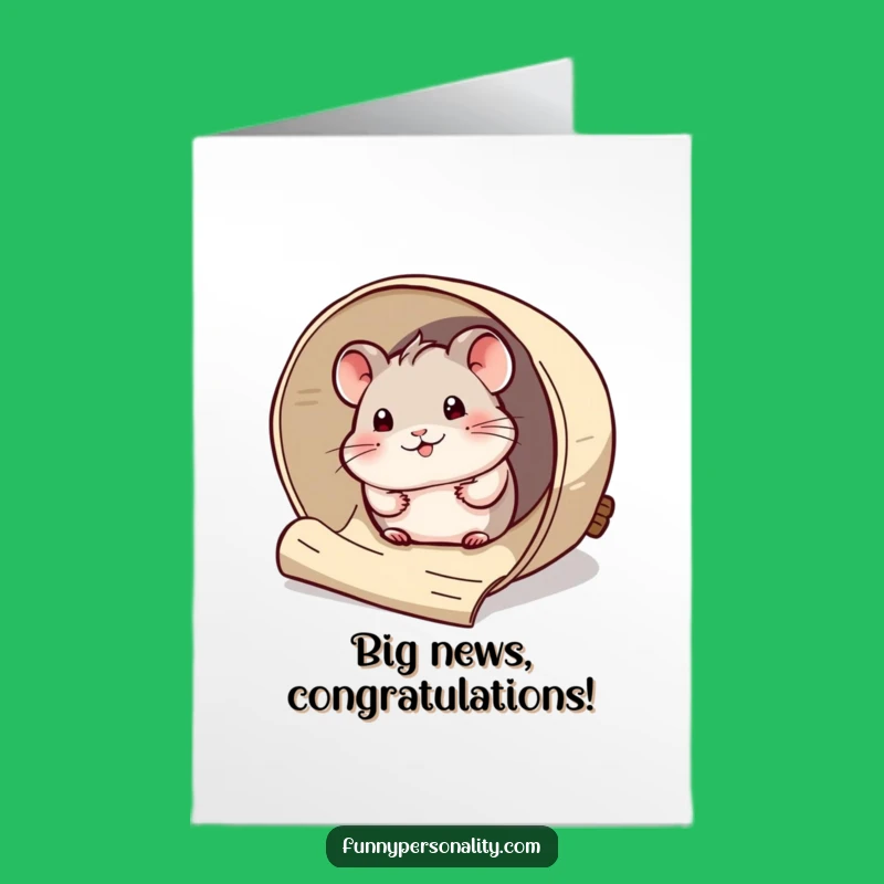 Free Printable Hamster Congrats Card: Scroll Surprise Design for a Downloadable Cheerful Note