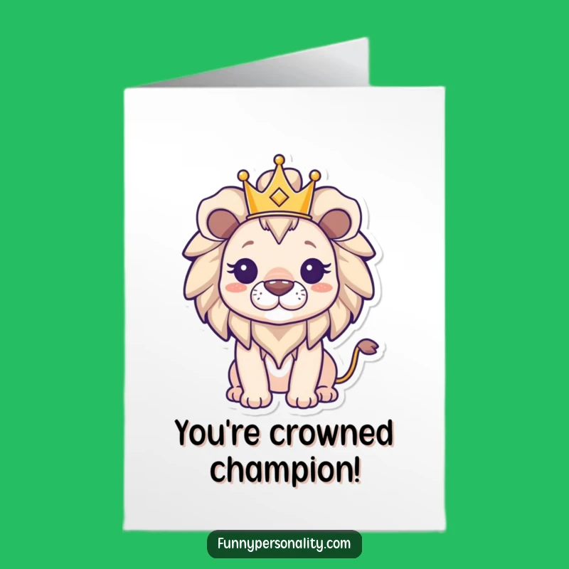 Free Printable Triumphant Lion Congrats Card: Majestic Downloadable Gift for Winners