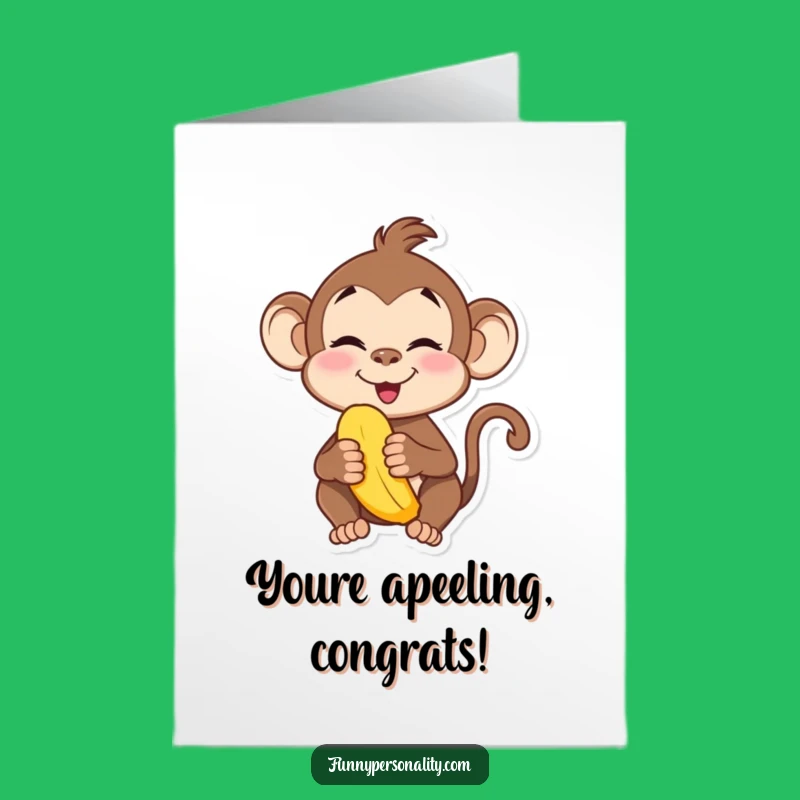 Monkey Congratulations Card Free Printable: Silly Face Banana Funny Downloadable Gift