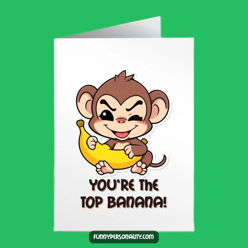 Free Printable Monkey Congrats Card: Banana Balance Design for a Downloadable Cheerful Note