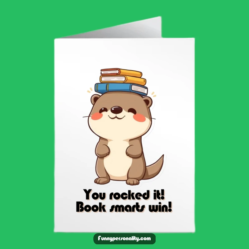 Free Printable Congrats Card: Bookish Otter Celebrating Achievements with Style