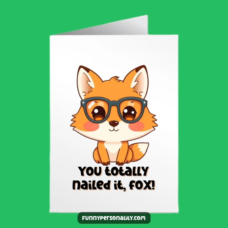 Free Printable Congrats Card: Funny Fox with Glasses, Ideal Downloadable Gift