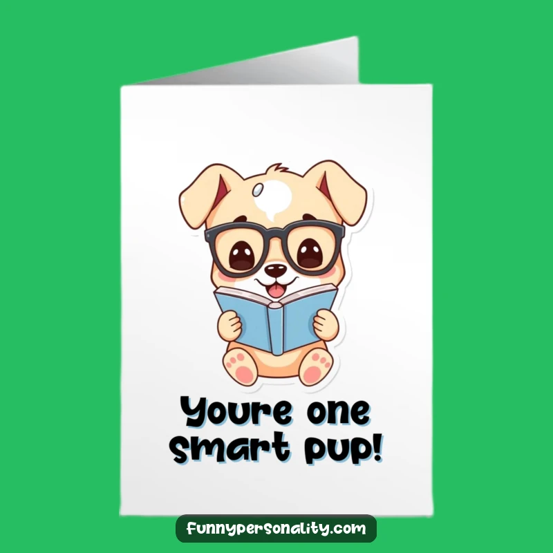 Free Printable Congrats Card: Funny Smart Puppy Reads, Downloadable Achievement