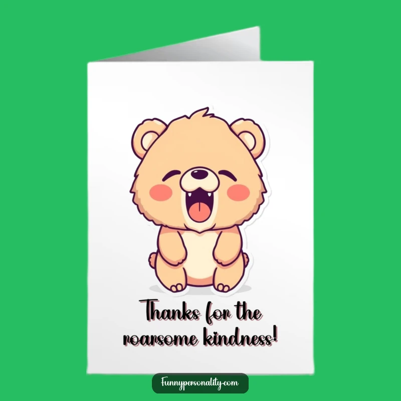 Free Printable Funny Bear Thank You Card - Silent Roar of Gratitude Downloadable