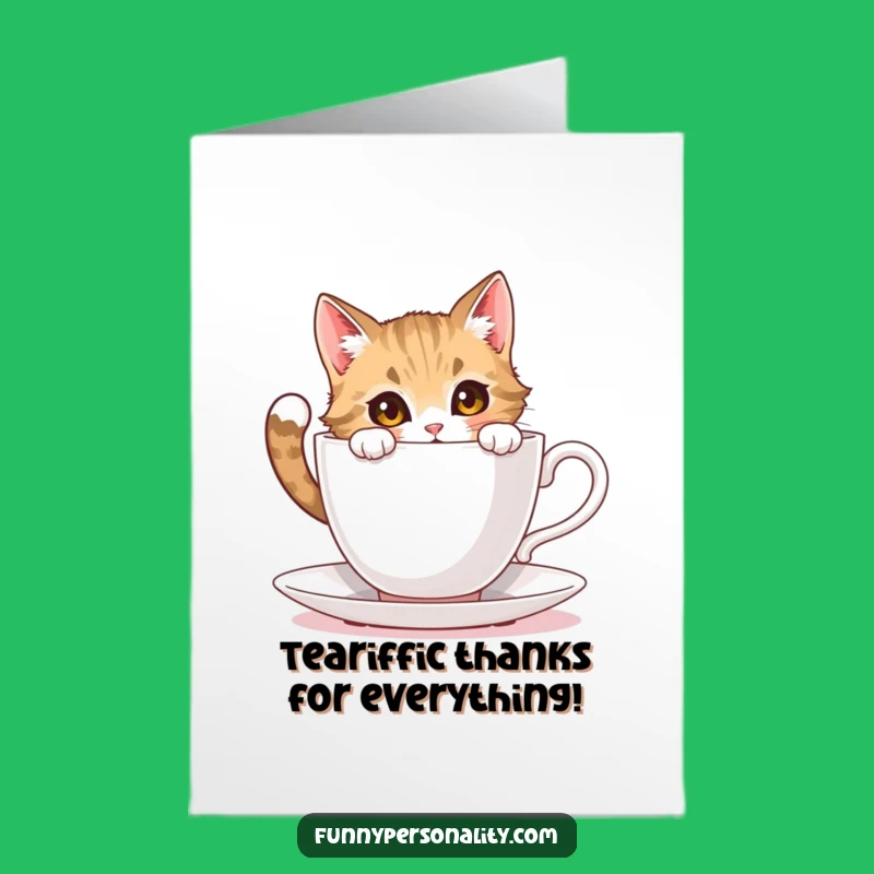 Free Printable Funny Cat Thank You Card - Big Tea Gratitude Downloadable
