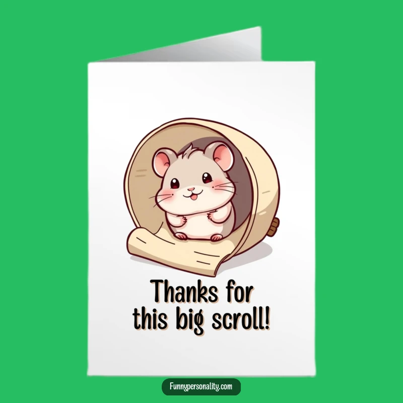 Free Printable Hamster Thank You Card: Scroll Surprise Design for a Downloadable Grateful Note