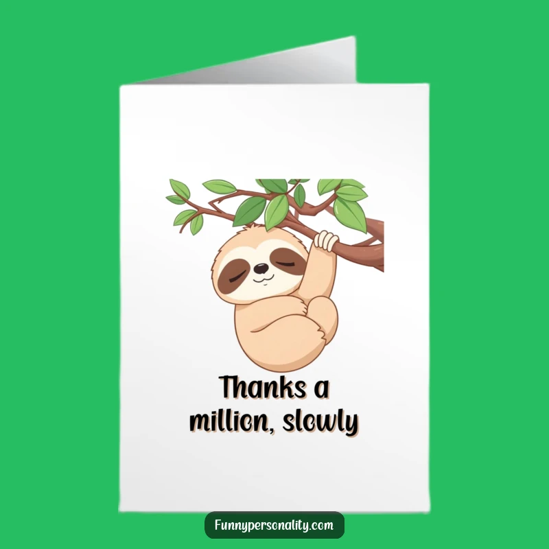 Free Printable Sloth Thank You Card: Serene Smile Design for a Downloadable Grateful Note