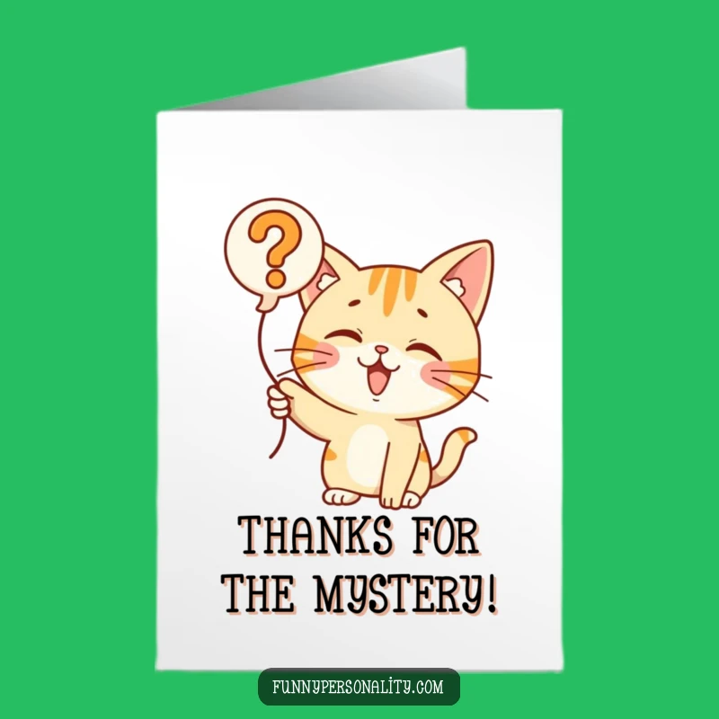 Free Printable Thank You Card: Cat Question Balloon, Funny Downloadable Thanks