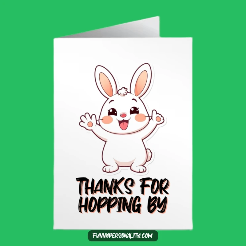 Free Printable Thank You Card: Funny Bunny Waves Thanks, Downloadable Gratitude