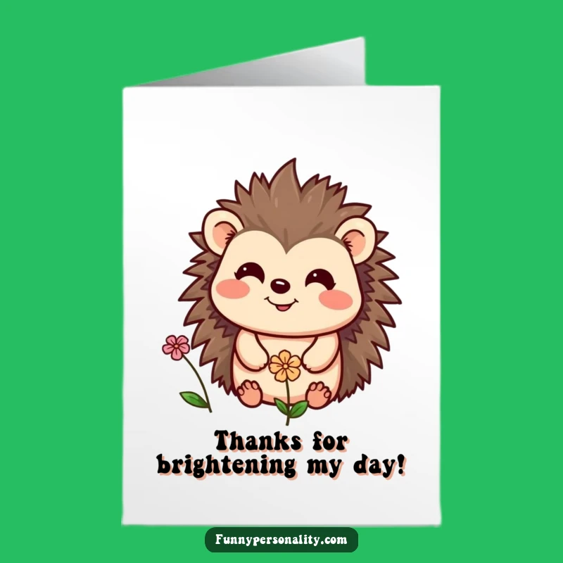Free Printable Thank You Card: Hedgehog & Flower Express Thanks with a Smile
