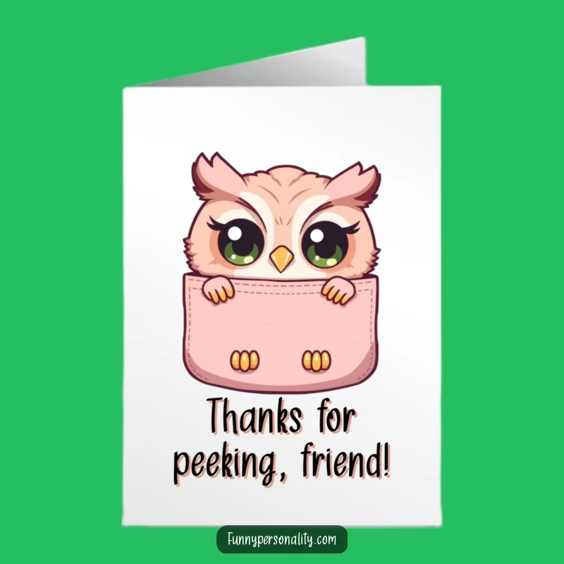 Free Printable Thank You Owl Card, Funny Peek-a-Boo Downloadable Gratitude