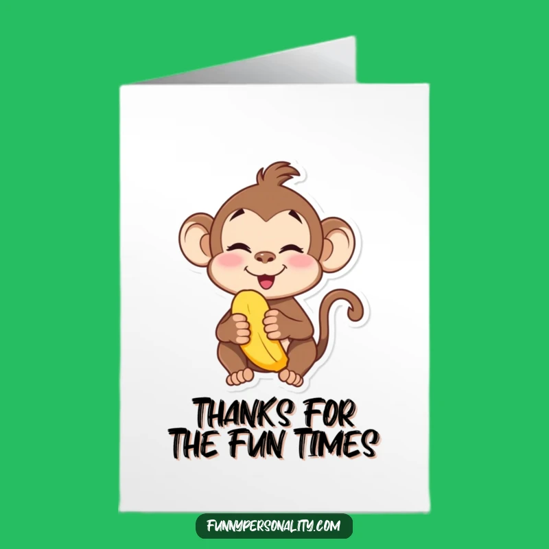 Monkey Thank You Card Free Printable: Funny Face Banana Downloadable Gratitude Gift