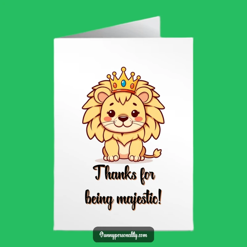 Free Printable Thank You Card: Proud Lion Crowned Expresses Thanks