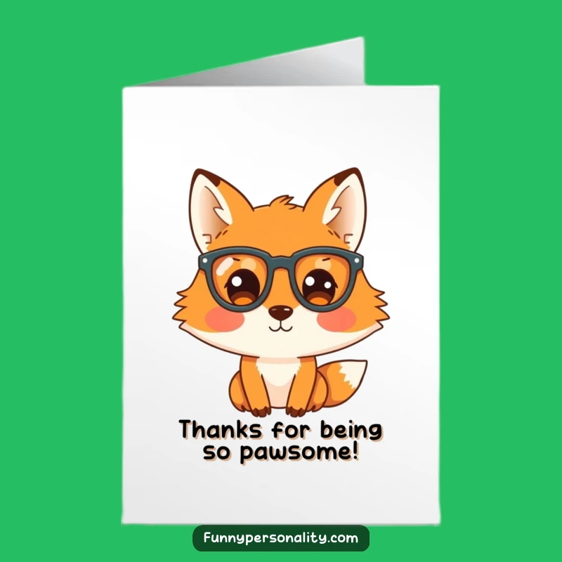 Free Printable Thank You Card: Funny Fox with Glasses, Charming Downloadable Gift