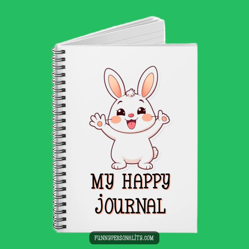 Funny Bunny Notebook: Cheerful Waving Cartoon Rabbit, Humorous Stationery Gift