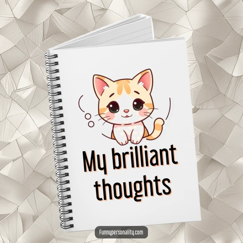 Funny Cat Notebook with a curious cat peeking out of a thought bubble, ideal for jotting down clever ideas.