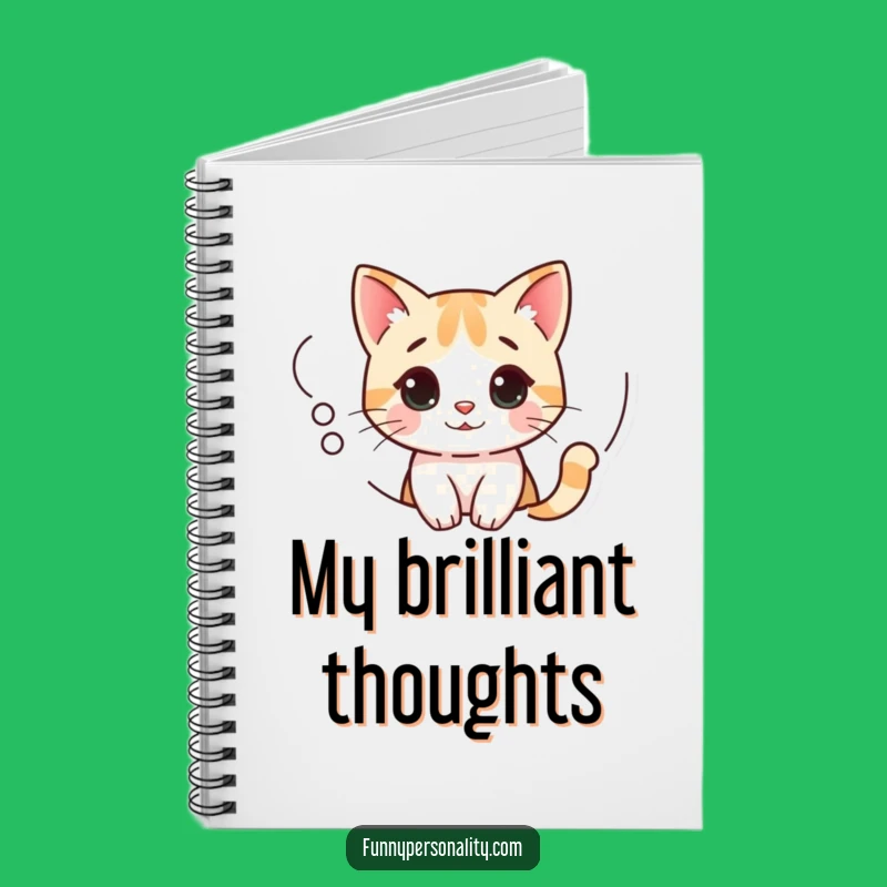 Funny Curious Cat Notebook: Jot Down Thoughts with Pondering Kitty in Thought Bubble, Gift Idea