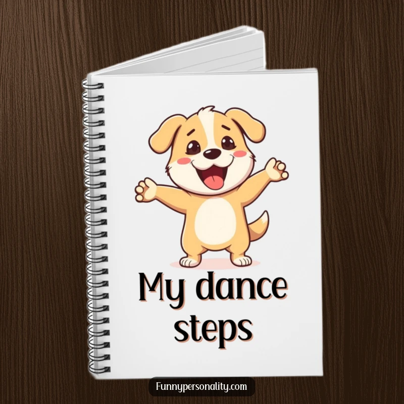 Funny Dog Dance Notebook: A lined notebook featuring a cheerful dog doing a silly dance move, ideal for jotting down ideas.