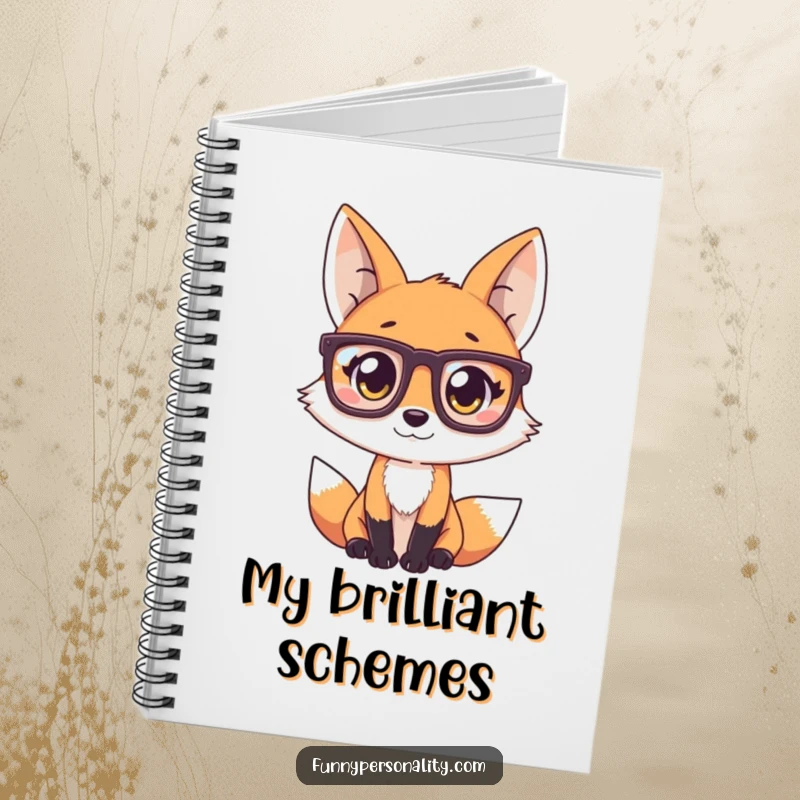 Funny Fox Notebook: A lined notebook with a playful fox wearing oversized glasses, perfect for capturing clever thoughts and ideas.