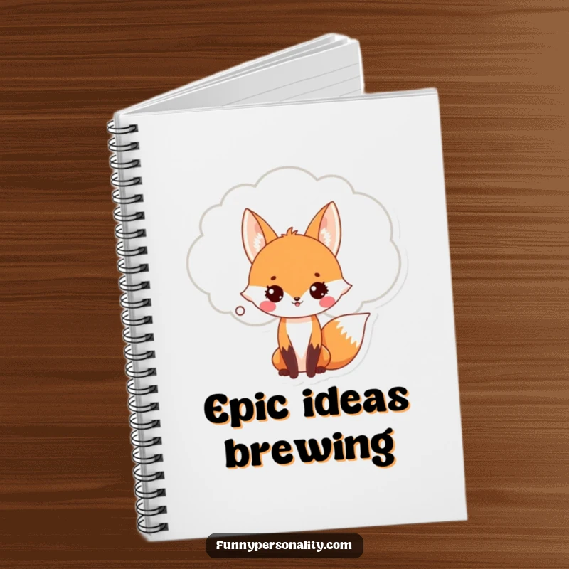 Funny Fox Notebook: A cute fox with a giant thought bubble on the cover, perfect for journaling, note-taking, or sketching. Stationery gift.