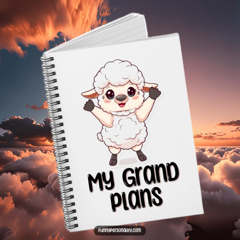 Funny Notebook: A fluffy sheep in a dramatic, theatrical pose, ideal for journaling dramatic thoughts and creative ideas.