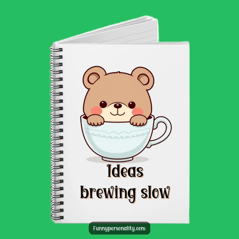 Funny Bear Teacup Notebook - Cute Cartoon Character Journal, Perfect Gift