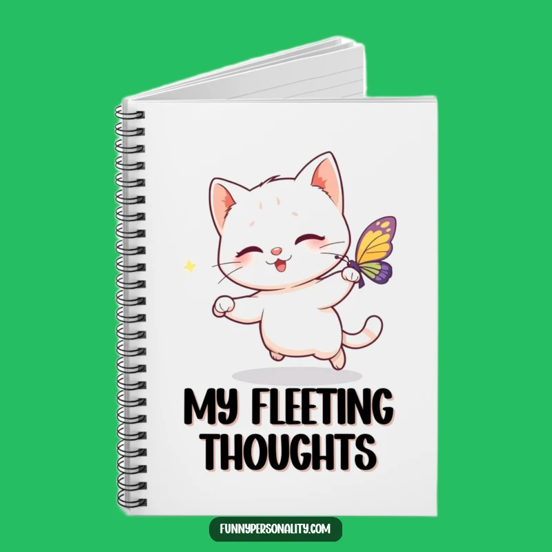 Funny Cat Butterfly Notebook - Cute Cartoon Journal, Perfect Gift