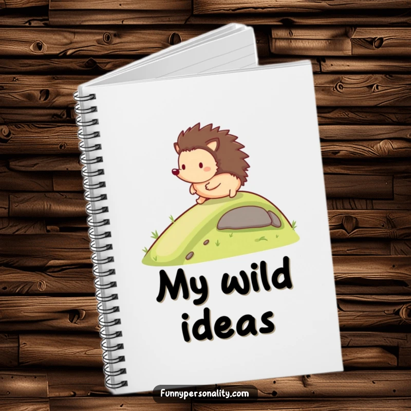 Funny Notebook: A happy hedgehog rolls down a gentle slope, ideal for jotting down cheerful ideas as a gift.