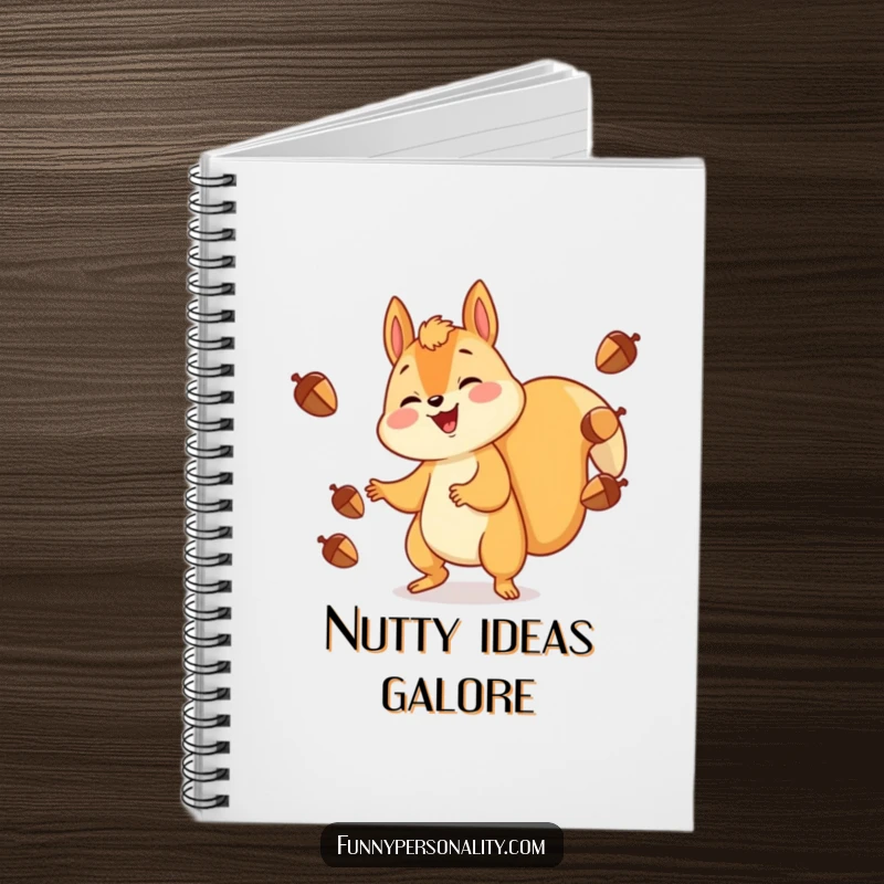 Funny Notebook: A cheerful squirrel juggling acorns, a delightful cover for capturing notes, ideas, and happy thoughts.