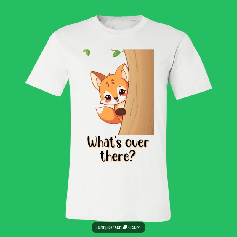 Funny Fox Peeking T-Shirt: Mischievous Cartoon Animal, Playful Forest Humor Gift