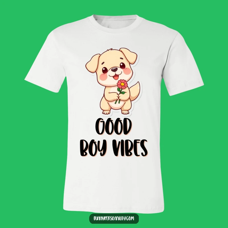 Funny Dog Flower T-Shirt - Comical Cartoon Dog Apparel, Ideal Gift