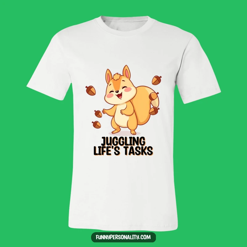 Funny Squirrel Juggling T-Shirt - Cheerful Acorn Toss Tee for Outdoorsy Fun