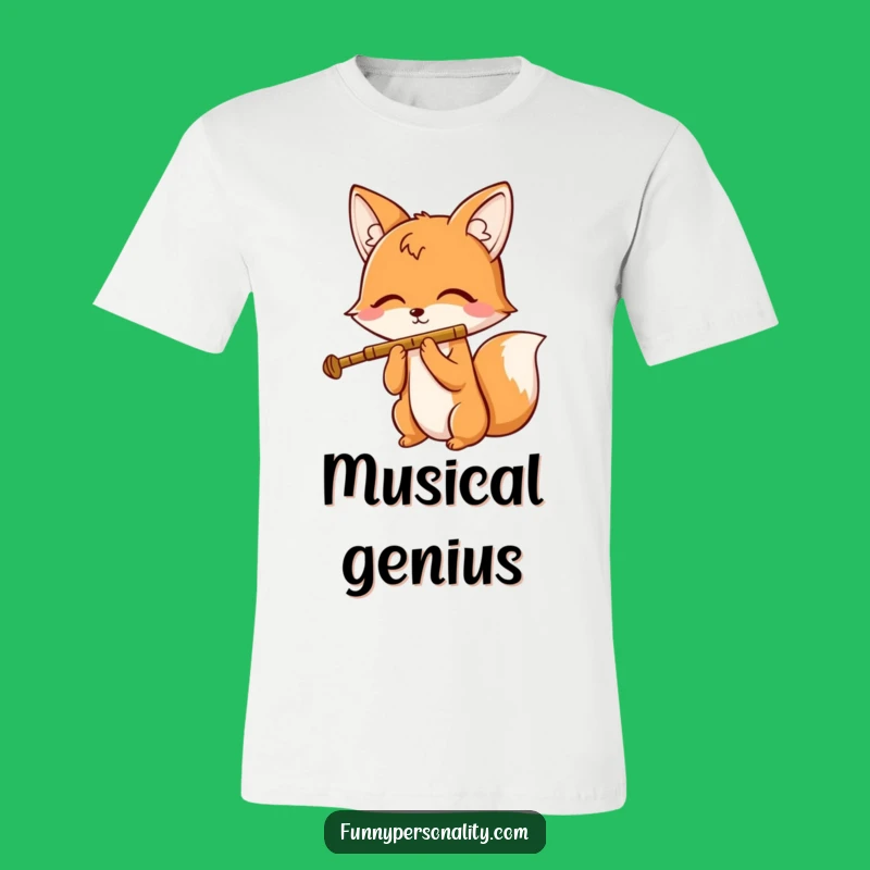 Funny Fox Flute T-Shirt - Comical Cartoon Fox Apparel, Ideal Gift