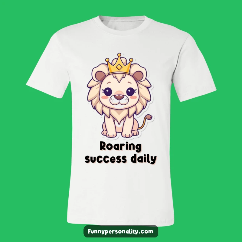 Funny Lion King T-Shirt: Triumphant Lion in Crown, Bold Funny Gift Tee