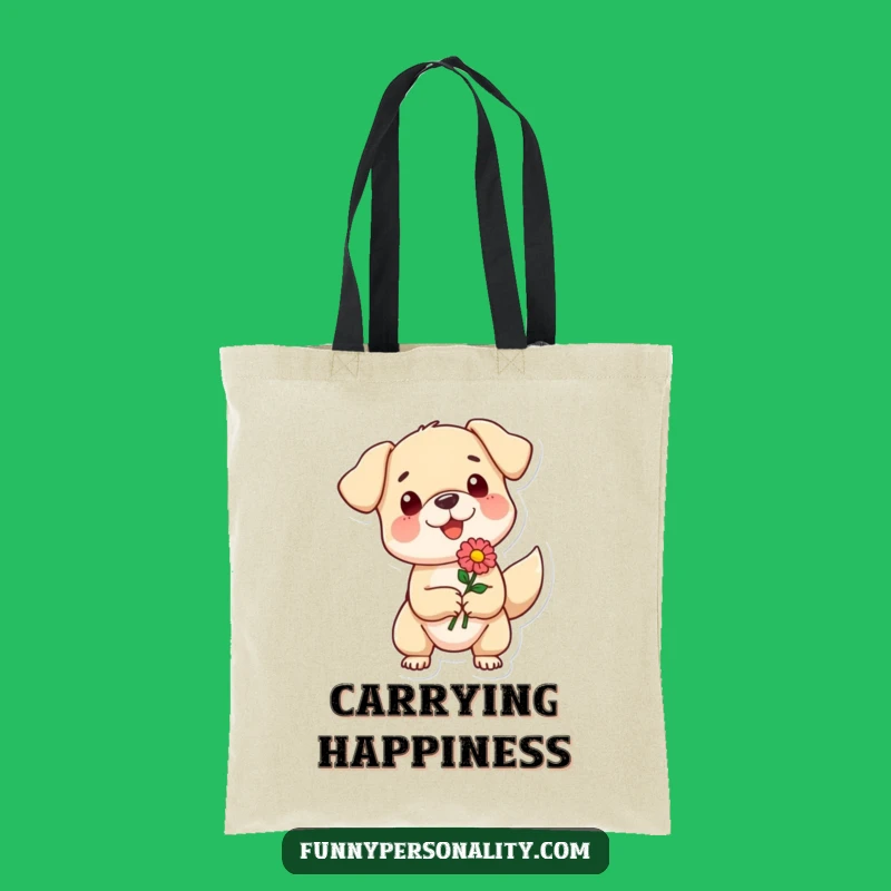 Funny Dog Flower Tote Bag - Durable Cartoon Dog Accessory, Great Gift
