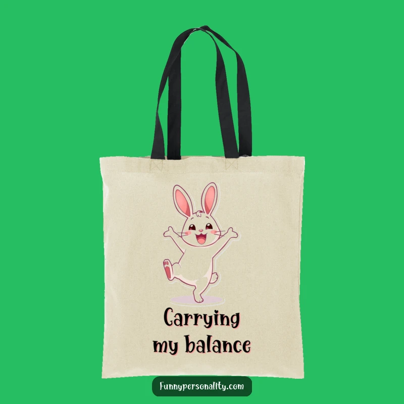 Funny Rabbit Cartwheel Tote Bag: Smiling Character Carryall, Perfect Funny Gift