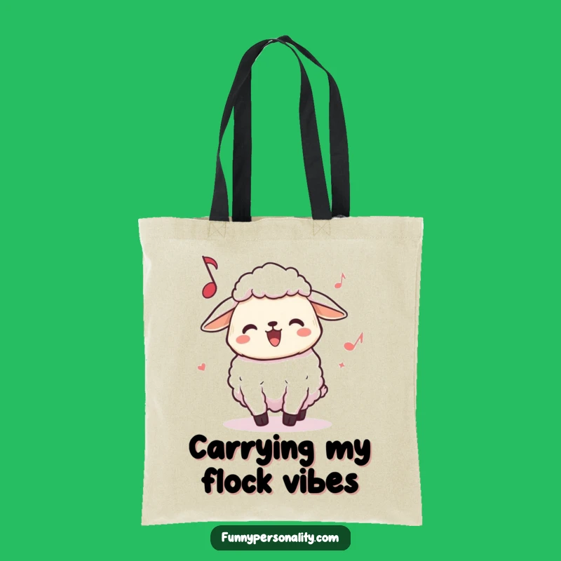Funny Sheep Tote Bag: Joyful Headbanging Sheep for Music Lovers' Errands