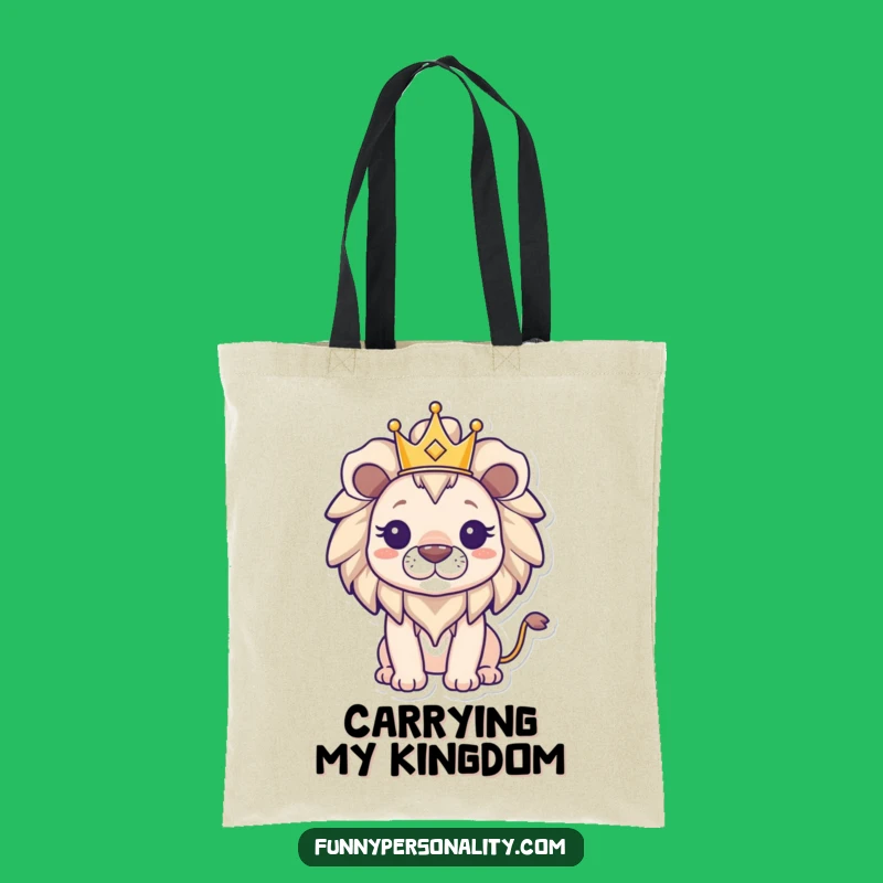 Funny Lion Tote Bag: Carry Your Reign with Triumphant Lion in Crown