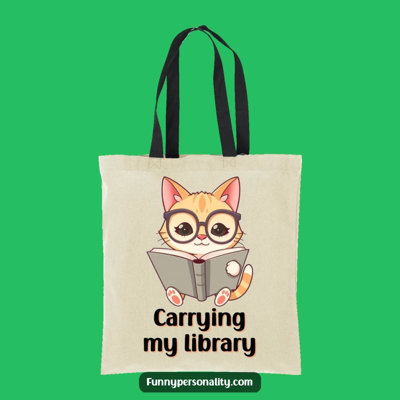 Funny Cat Tote Bag - Bookworm Design, Stylish and Hilarious