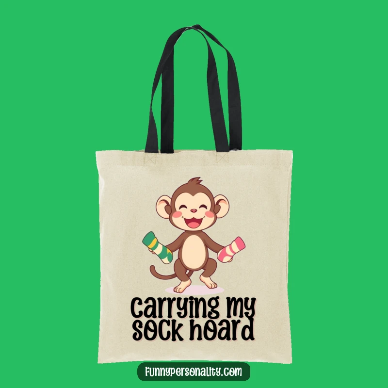 Funny Monkey Sock Tote Bag: Hilarious Laundry Accessory Gift