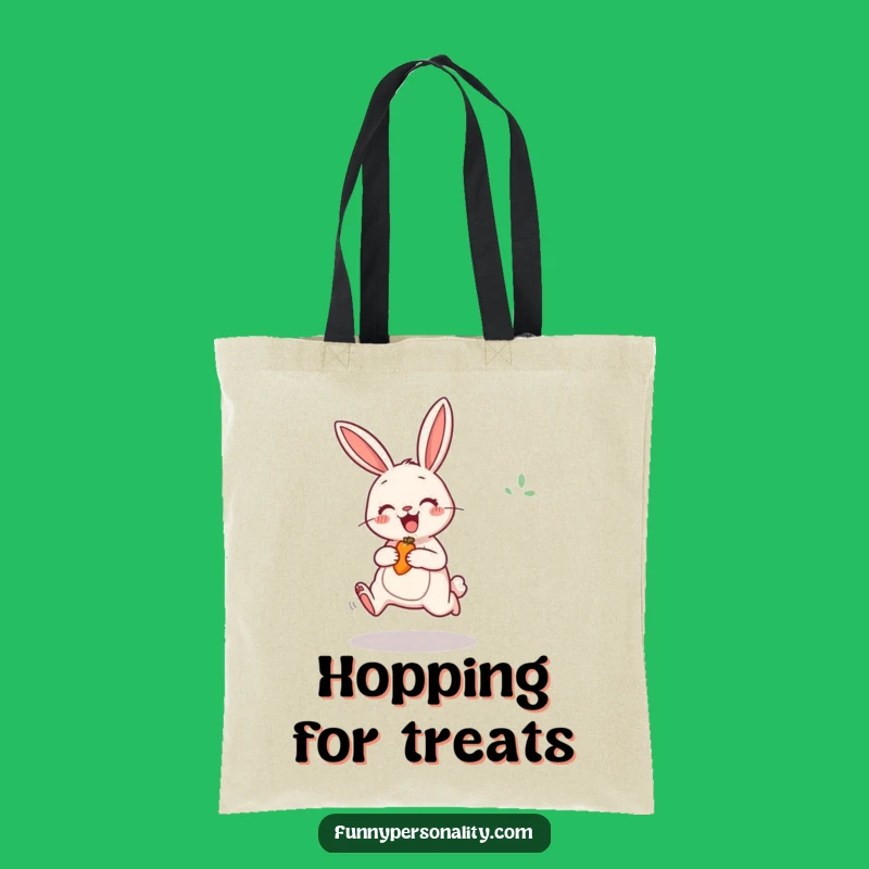 Funny Cheerful Rabbit Tote Bag: Whimsical Carryall with Jumping Bunny, Perfect Gift