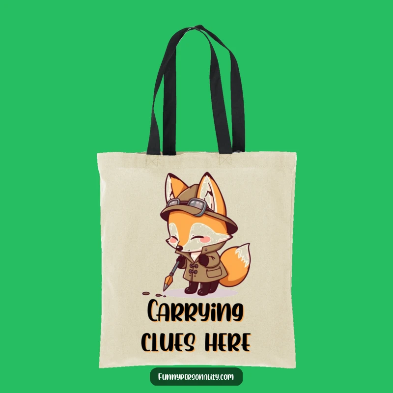 Funny Detective Fox Tote Bag: Carry Your Clues in Style, Hilarious Gift