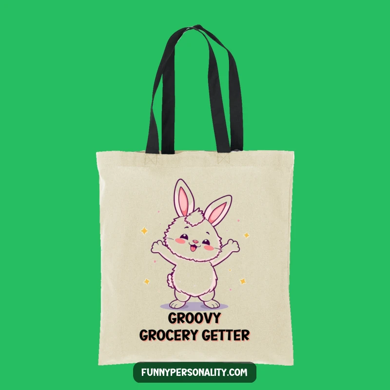 Funny Disco Rabbit Tote Bag - Groovy Dancer Carryall Funny Gift